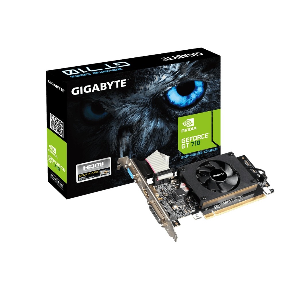 Видеокарта GIGABYTE GeForce GT 710 v2.0 954Mhz PCI-E 2.0 2048Mb 1800Mhz 64 bit DVI HDMI HDCP
