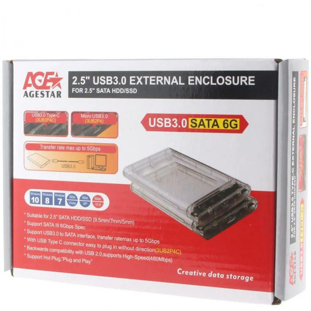 Внешний корпус для HDDSSD AgeStar 3UB2P4C
