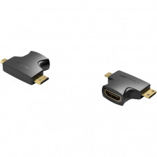 Адаптер-переходник Vention HDMI 19FMini HDMI+Micro HDMI Vention Адаптер-переходник HDMI 19FMini HDMI 19MMicro HDMI 19M (AGFB0)