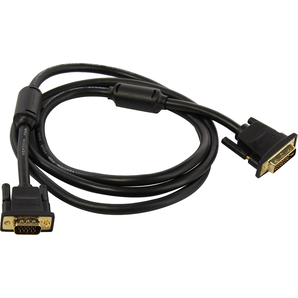 Кабель Vention DVI-I Dual link 24+5MVGA 15M с ферритовым фильтром - 1.5м. Vention Кабель DVI-I(m)VGA(m) - 1.5 м (EACBG)