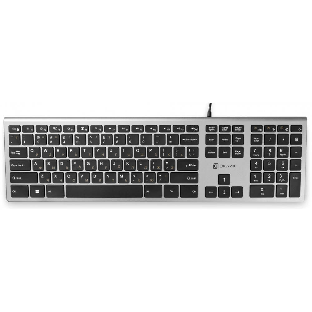Клавиатура Oklick 890S серыйчерный USB slim Multimedia (1784239) Oklick 1784239