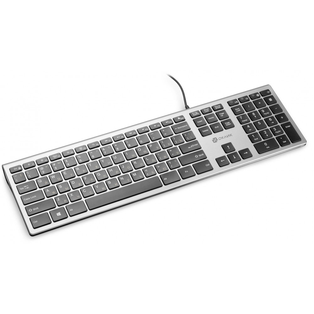 Клавиатура Oklick 890S серыйчерный USB slim Multimedia (1784239) Oklick 1784239