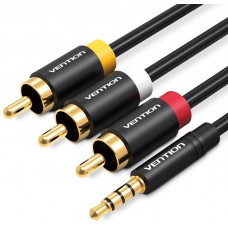 Кабель Vention аудио Jack 3,5 mm M3RCA M - 1.5м Чёрный Vention VAB-R07-B150 Jack 3,5 mm M3RCA M