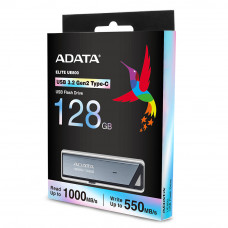 Флешка USB ADATA UE800 (AELI-UE800-128G-CSG), 128 Gb, Type-C USB 3.2, R/W 1000/550, серебристый