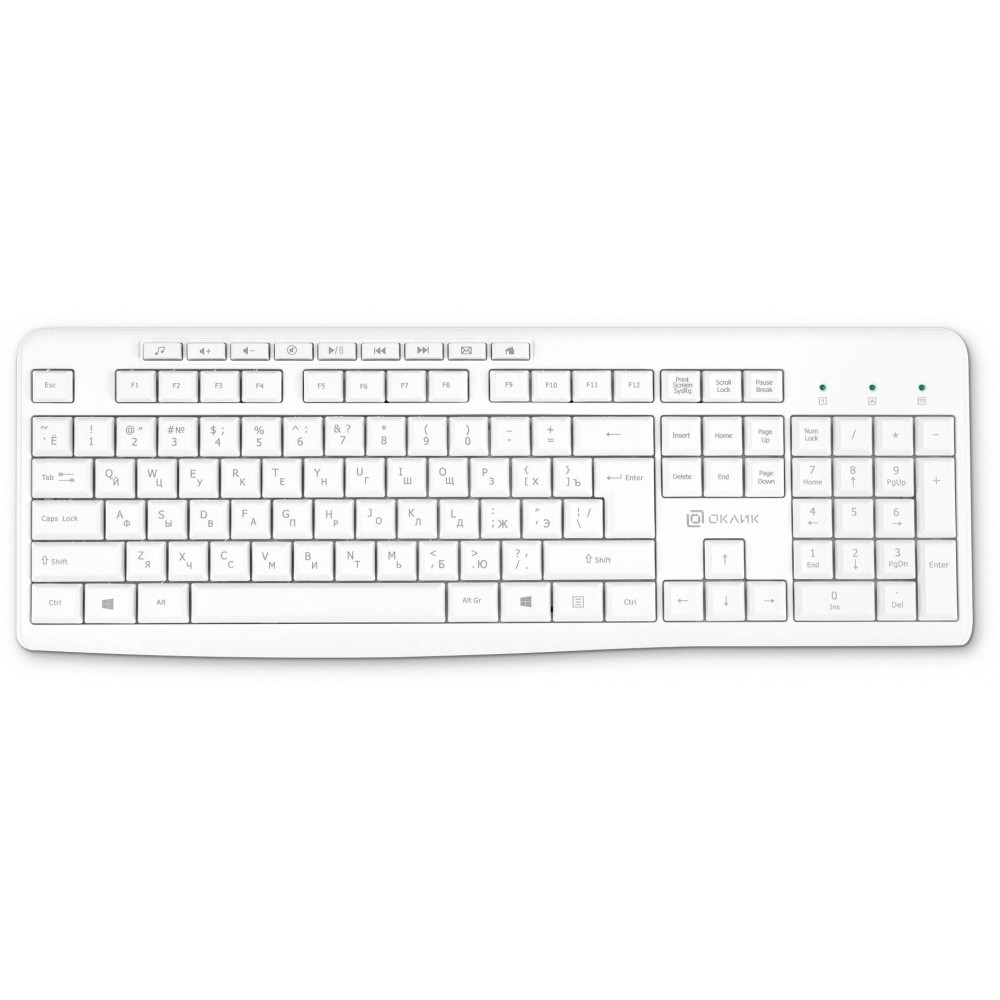 Клавиатура Oklick K225W белый USB беспроводная Multimedia (1875235) Oklick 1875235