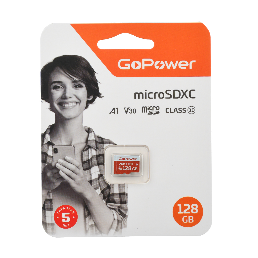 Карта памяти microSD GoPower 128GB Class10 UHS-I (U3) 100 МБсек V30 без адаптера GoPower 128GB Class10 UHS-I (U3)
