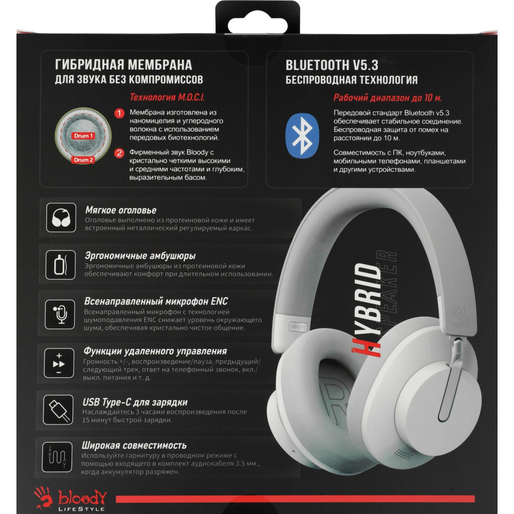 Наушники накладные A4Tech MH390 WHITE