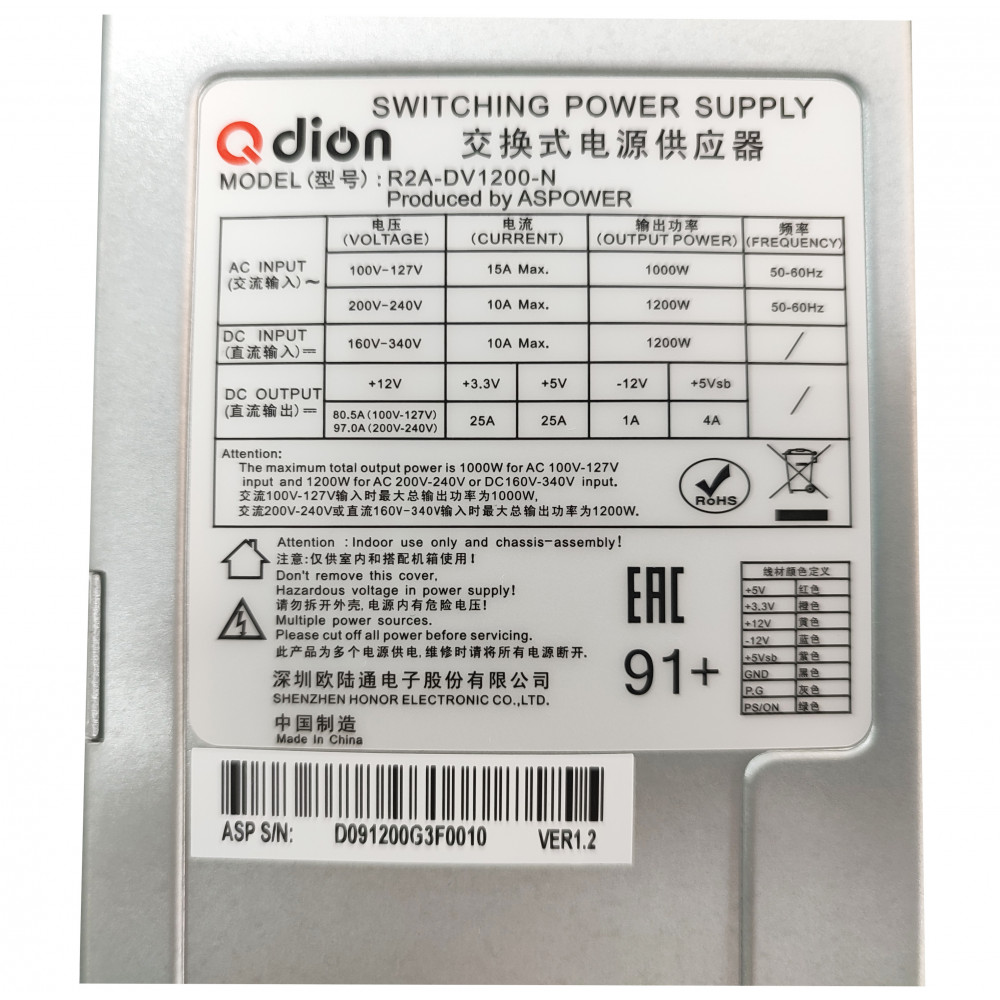 Блок питания серверный Q-dion Qdion Model R2A-DV1200-NC14