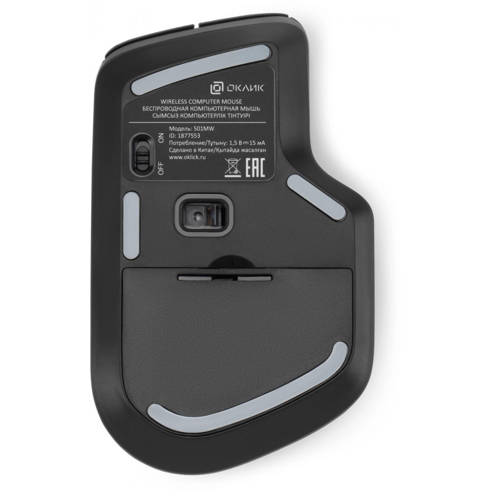Мышь Oklick 501MW черный оптическая 2400dpi беспров. USB для ноутбука 6but (1877553) Oklick 1877553