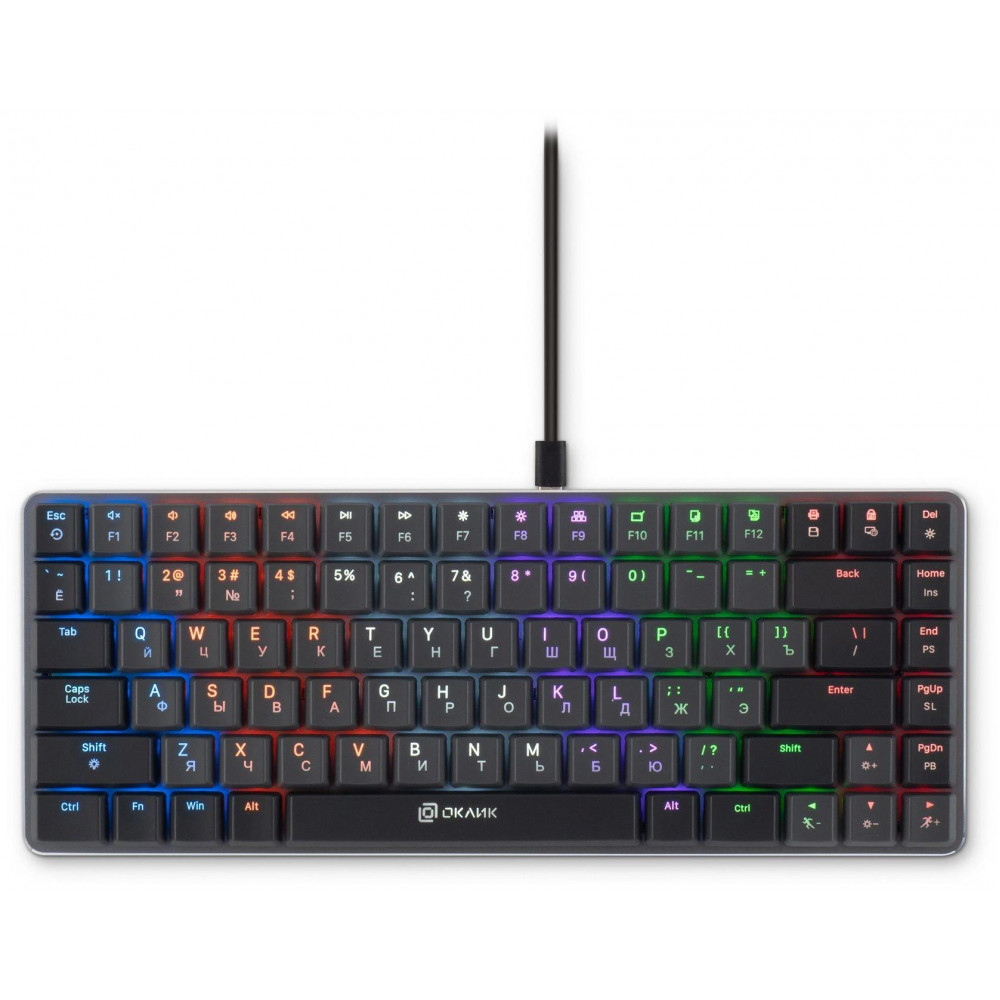 Клавиатура Oklick K615X механическая серыйсеребристый USB slim Multimedia for gamer LED (1934413) Oklick 1934413