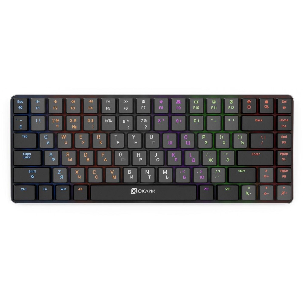 Клавиатура Oklick K615X механическая серыйсеребристый USB slim Multimedia for gamer LED (1934413) Oklick 1934413