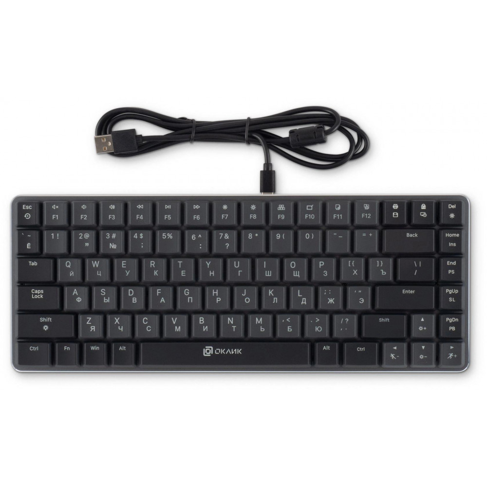 Клавиатура Oklick K615X механическая серыйсеребристый USB slim Multimedia for gamer LED (1934413) Oklick 1934413