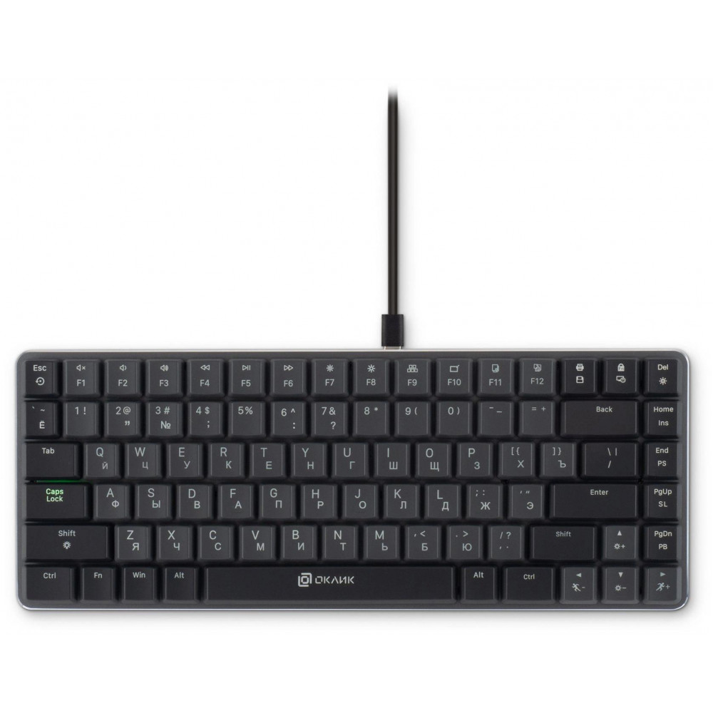 Клавиатура Oklick K615X механическая серыйсеребристый USB slim Multimedia for gamer LED (1934413) Oklick 1934413