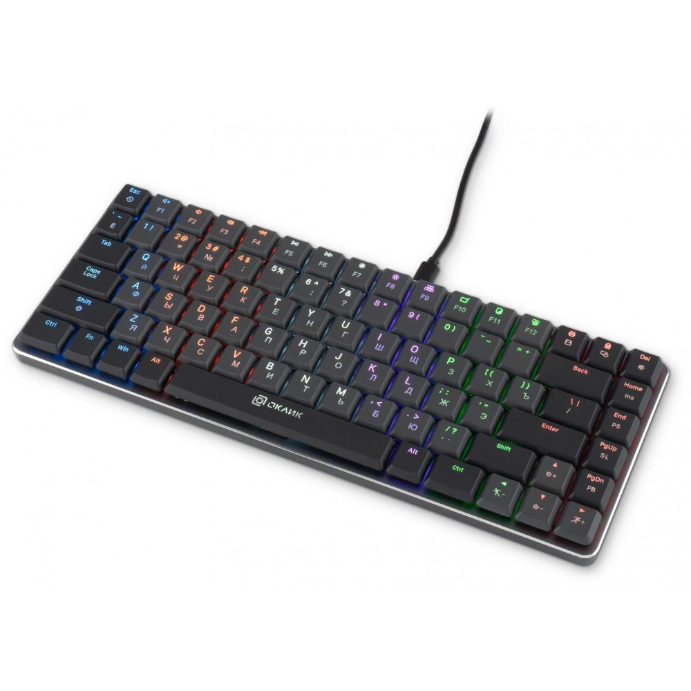 Клавиатура Oklick K615X механическая серыйсеребристый USB slim Multimedia for gamer LED (1934413) Oklick 1934413
