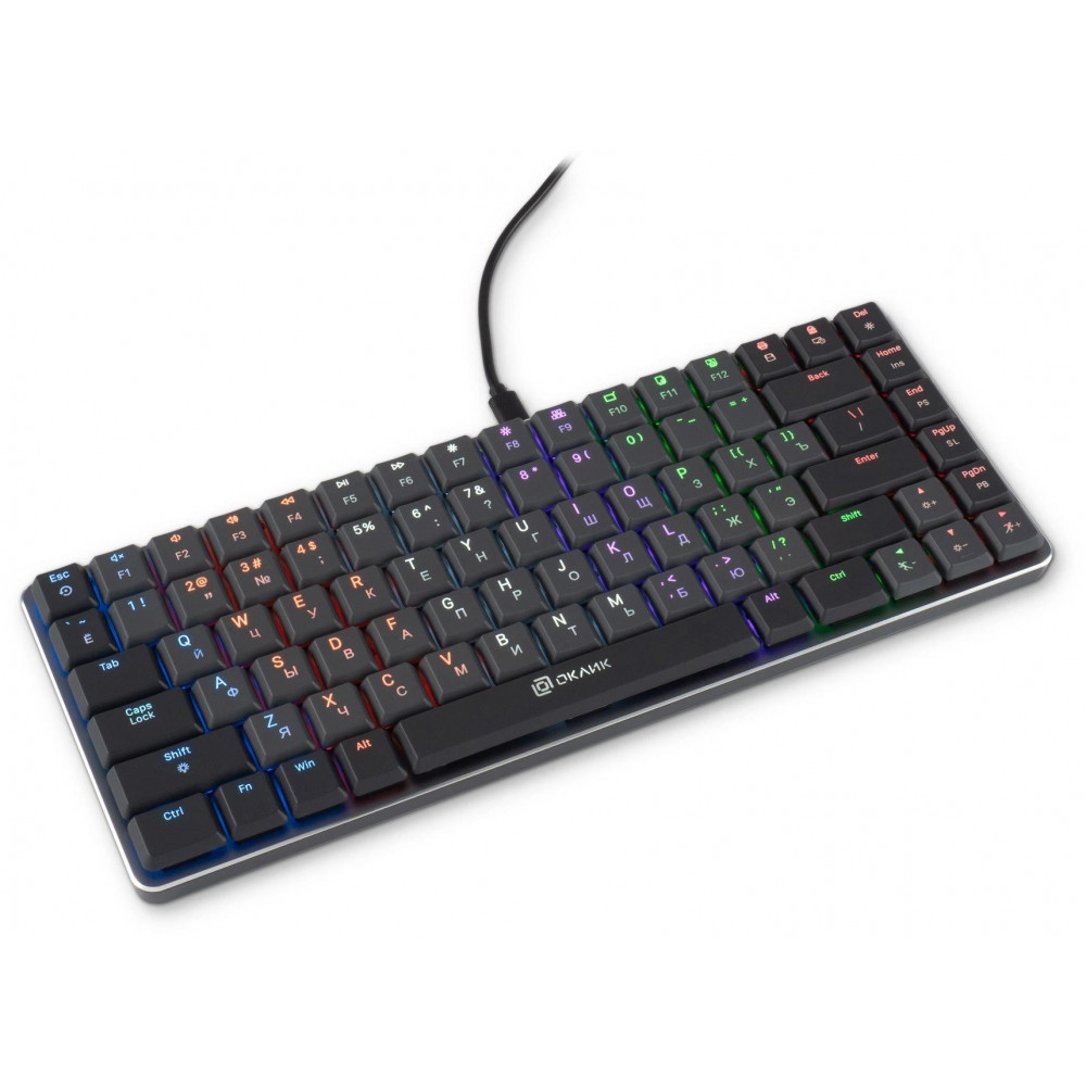 Клавиатура Oklick K615X механическая серыйсеребристый USB slim Multimedia for gamer LED (1934413) Oklick 1934413