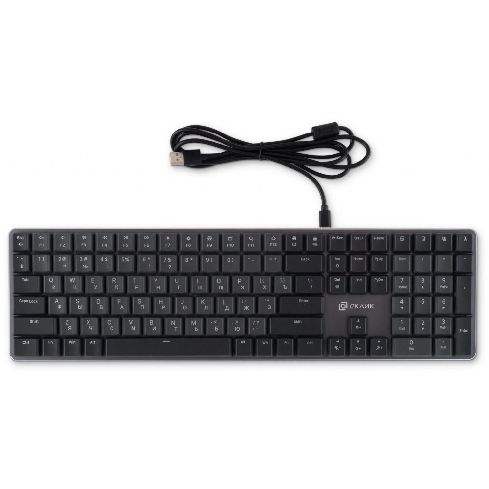 Клавиатура Oklick K953X механическая черныйсерый USB Multimedia LED (1901086) Oklick 1901086