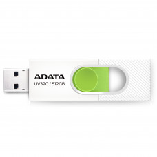 Флешка USB ADATA UV320 (AUV320-512G-RWHGN), 512Gb, USB 3.2 Gen1, R/W 100/30, белый/зеленый