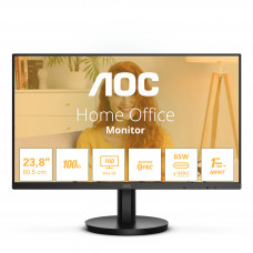 Монитор 23.8" AOC 24B3CA2, IPS, 1920x1080, 100 Гц, 4 мс, 16:9, 250 кд/м², 1xHDMI, 1xUSB-C, 2xUSB-B, 2x3 Вт, черный