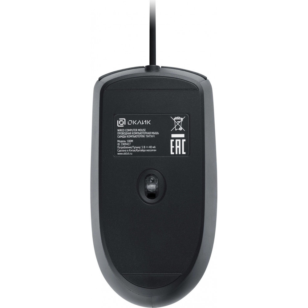 Мышь Oklick 100M черный оптическая 1600dpi USB для ноутбука 4but (1909417) Oklick 1909417