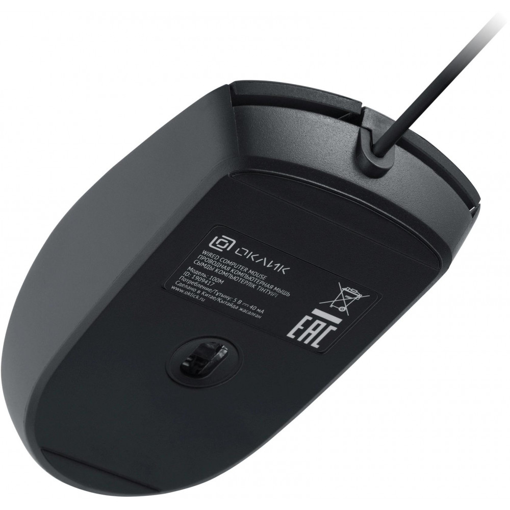 Мышь Oklick 100M черный оптическая 1600dpi USB для ноутбука 4but (1909417) Oklick 1909417