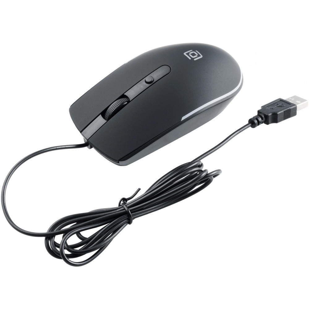 Мышь Oklick 100M черный оптическая 1600dpi USB для ноутбука 4but (1909417) Oklick 1909417