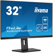 Монитор 31.5" Iiyama XUB3293UHSN-B5 IPS 3840x2160, 60 Гц, 4 мс, 16:9, 350 кд/м², HDMI 2.0, DP 1.2, 3.5 Jack, USB-C, USB Hub (2x USB 3.0), Ethernet, динамики (2x3 Вт), черный