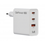 Сетевое ЗУ GoPower Сетевое ЗУ GPQC10 1USB+2Type-C 65W QC3.0 GAN белый