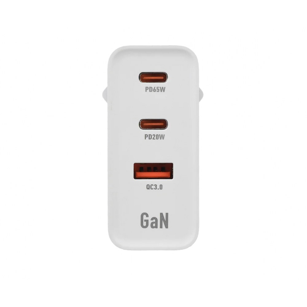 Сетевое ЗУ GoPower Сетевое ЗУ GPQC10 1USB+2Type-C 65W QC3.0 GAN белый