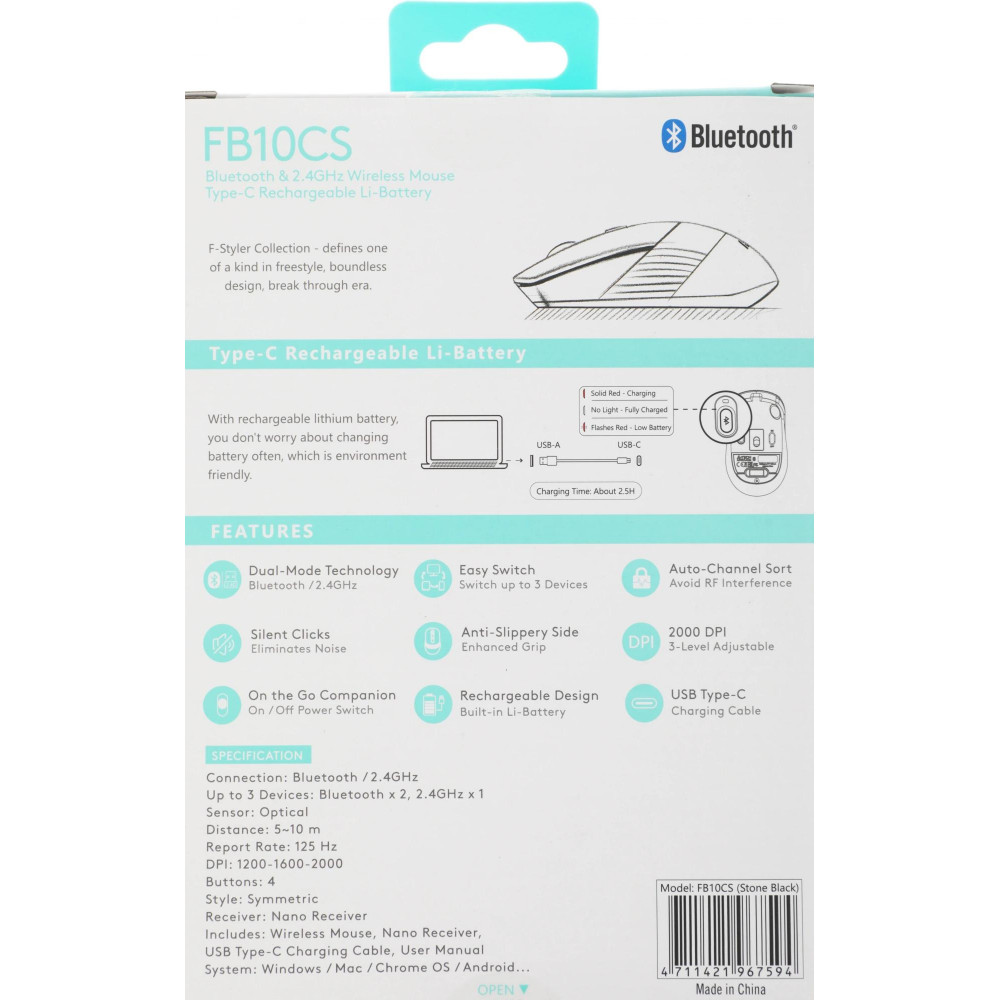 Мышь A4Tech FB10CS USB STONE BLACK