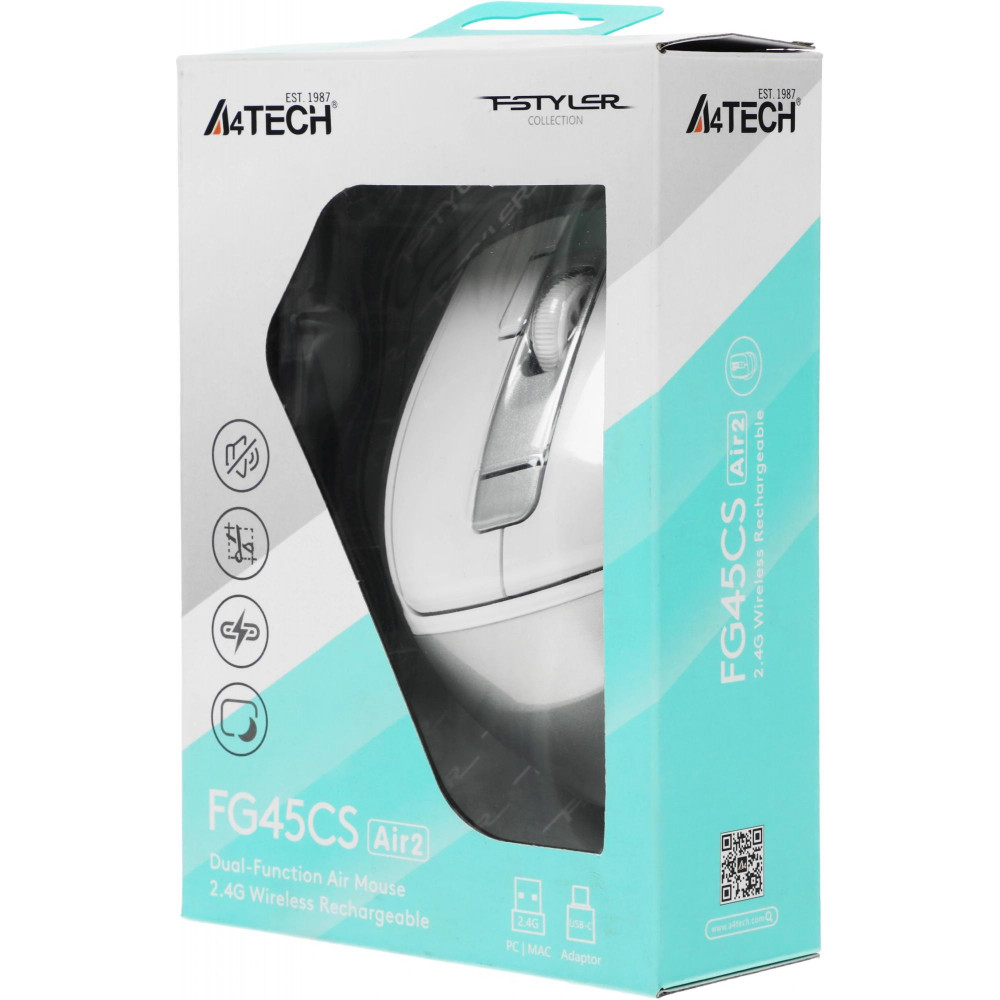 Мышь A4Tech FG45CS AIR2 USB (SILVER WHITE)