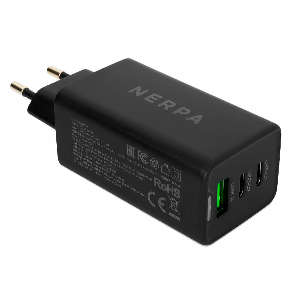 Сетевое зарядное устройство 220В NERPA PD333CBX 65W