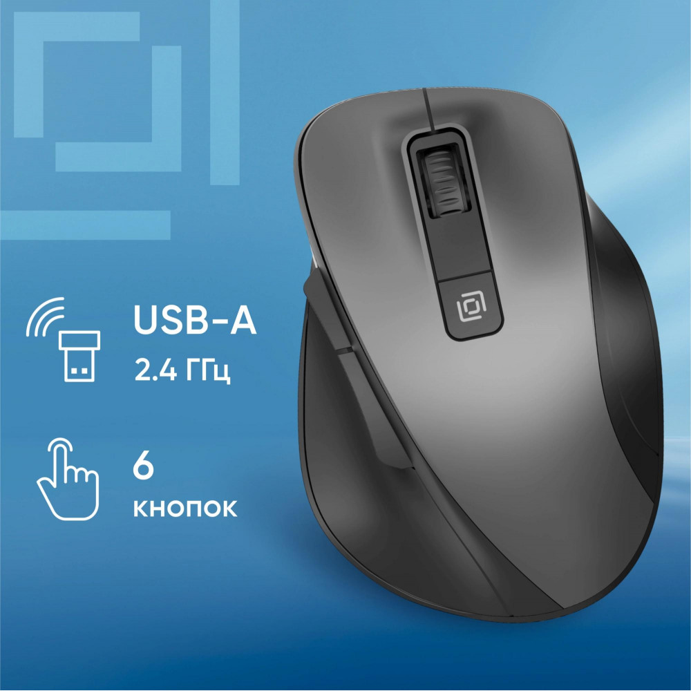 Мышь Oklick 504MW черныйсерый оптическая 1600dpi silent беспров. USB 6but (2004736) Oklick 2004736