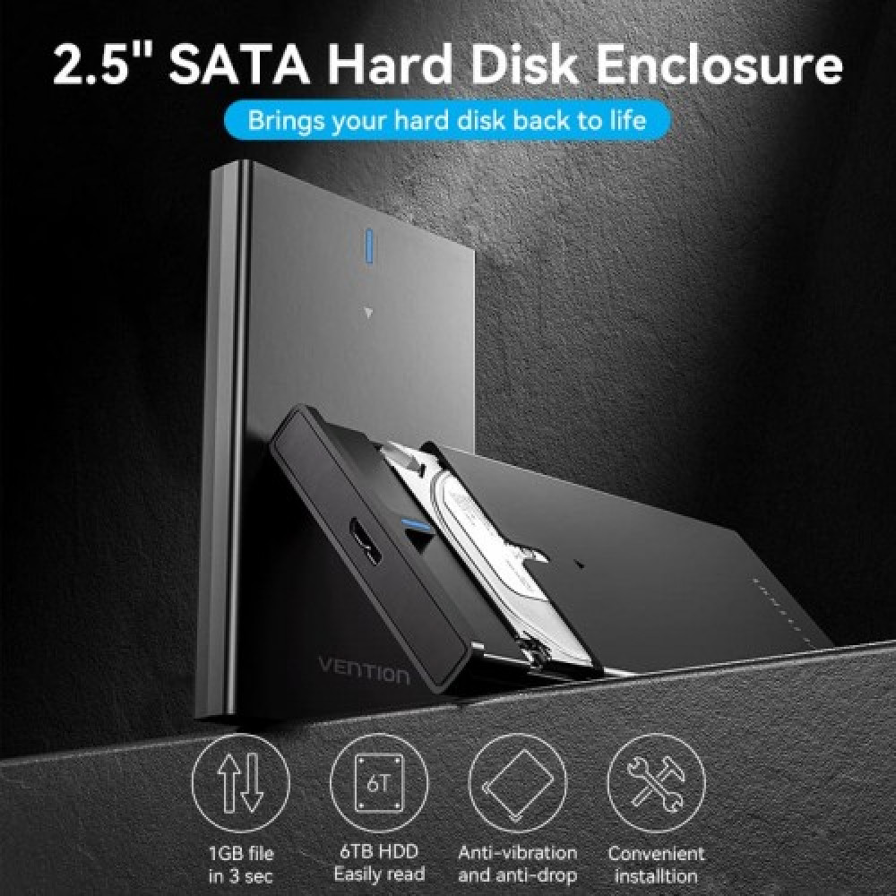 Внешний корпус Vention для HDDSSD 2.5&quot (USB 3.0 Mirco-B) Черный Vention KPAB0