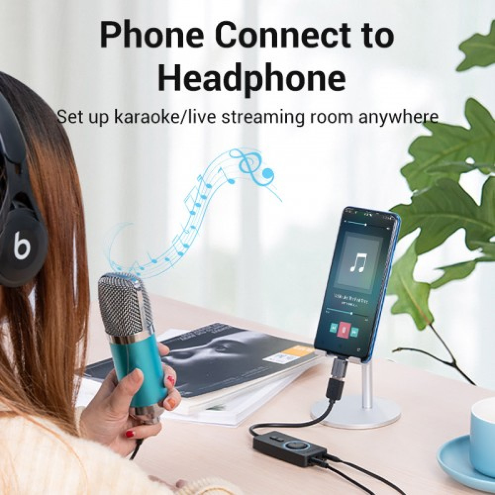 Внешняя звуковая карта Vention USB c регулятором громкости Черная Vention CDRBB