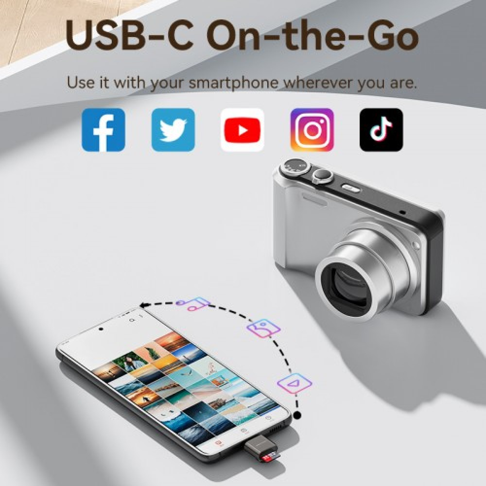 Картридер Vention OTG USB 2.0 CM  MicroSD - Серый Vention CLMH0
