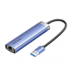 Сетевой адаптер Vention USB 3.0 MGigabit Ethernet RJ45+OTG хаб 3xUSB Синий - 0.15м. Vention TGFSB
