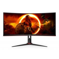 Монитор 34" AOC CU34G2XP, VA 3440x1440, 180 Гц, 1 мс, 21:9, 400 кд/м², 2xHDMI, 2xDP, 2x4 Вт, изогнутый, черный/красный