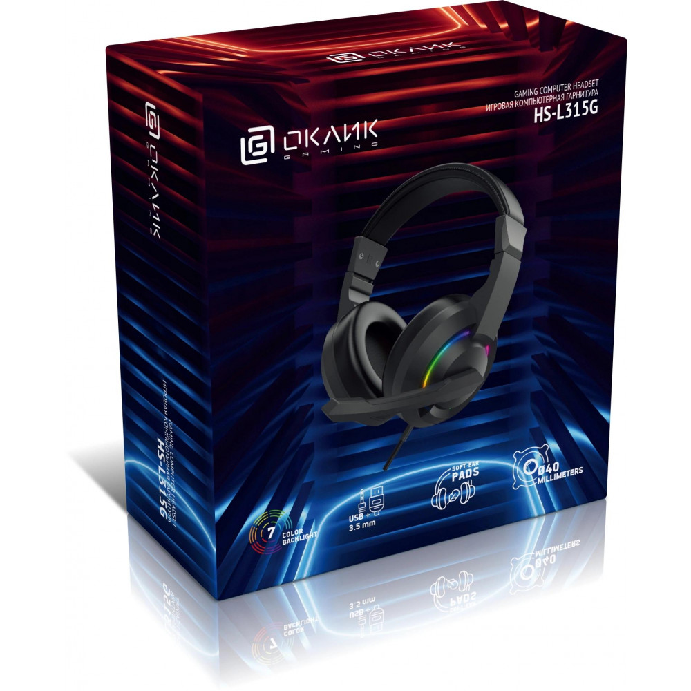Наушники с микрофоном Oklick HS-L315G черный 1.8м накладные USB оголовье (2007552) Oklick 2007552