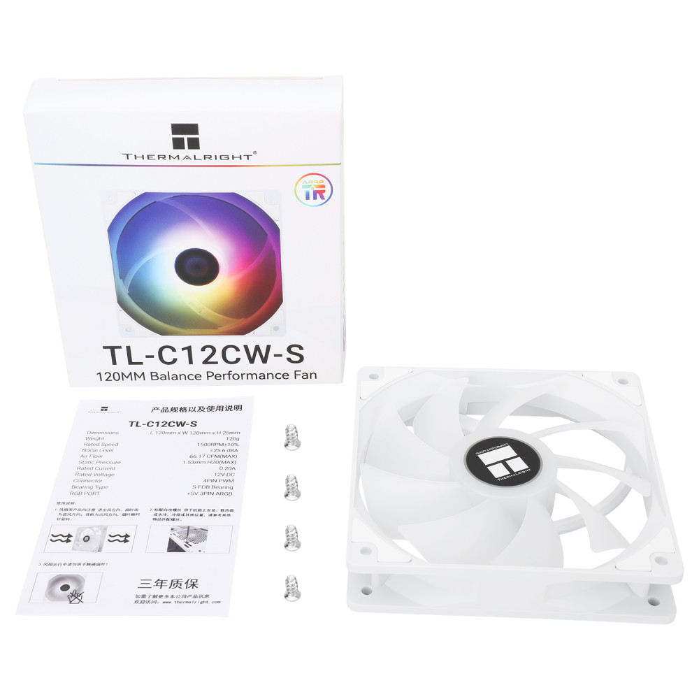Кулер для корпуса Thermalright Case Cooler TL-C12CW-S ARGB White