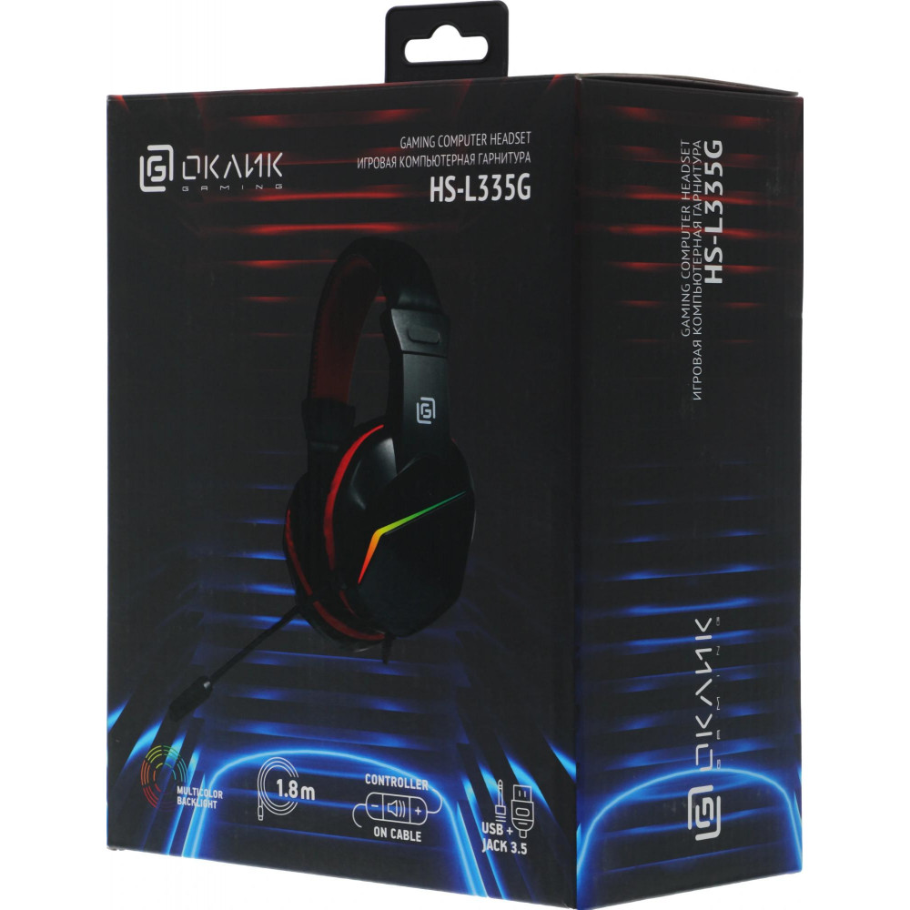 Наушники с микрофоном Oklick HS-L335G черный 2.2м мониторные USB оголовье (1972582) Oklick 1972582