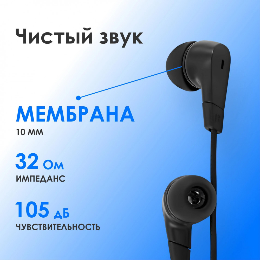 Гарнитура внутриканальные Oklick HS-S-250 1.2м черный проводные в ушной раковине (SS-E161) Oklick SS-E161