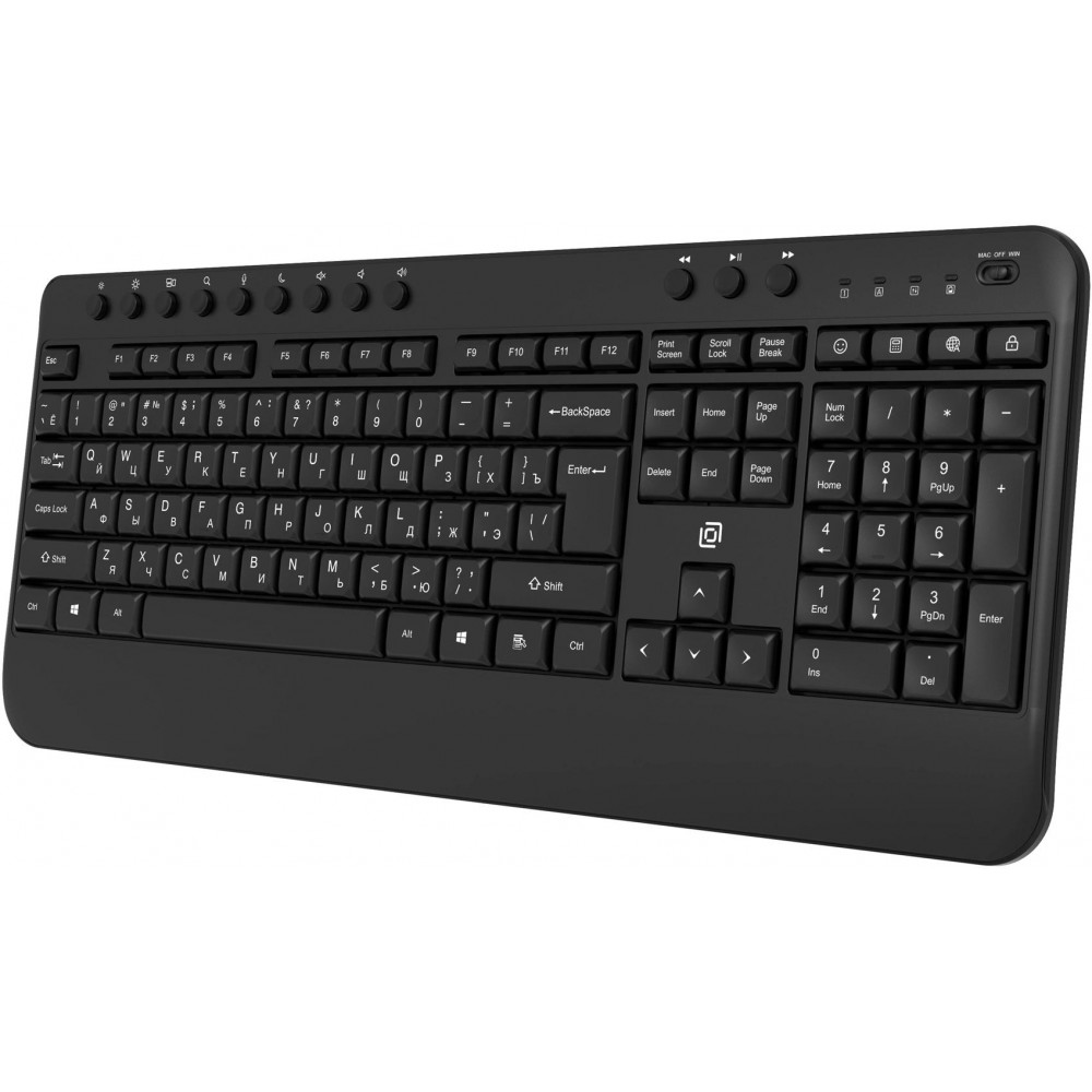 Клавиатура Oklick K257W черный USB беспроводная Multimedia (подставка для запястий) (2070286) Oklick 2070286