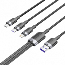 Кабель Vention 3 в 1 USB 2.0 AM Micro-B, USB-C, Lightning M - 1.5м. Черный 6A, шт. Vention CTRBG