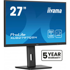 Монитор 27" Iiyama ProLite XUB2797QSN-B2 IPS 2560x1440, 100 Гц, 1 мс, 16:9, 300 кд/м², HDMI 2.0, DP 1.4, 3.5 Jack, USB-C (65 Вт), USB Hub (3x USB 3.0), Ethernet, динамики (2x2 Вт), Adaptive-Sync, черный