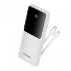 Power Bank Vention 10000mAh(Micro-USBCAA) со встроенными кабелями 22.5W Белый с LED Дисплеем, шт. Vention FHOW0
