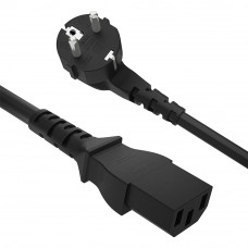 GCR Кабель питания 2.0m, Евровилка угловая - С13, 30,75mm, черный, GCR-54242 Greenconnect GCR-54242