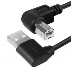 Greenconnect Кабель 1.5m USB 2.0, AM угловойBM угловой, черный, 2828 AWG, экран, армированный, морозостойкий, GCR-51172 Greenconnect USB 2.0  AM - USB 2.0 BM  1.5м