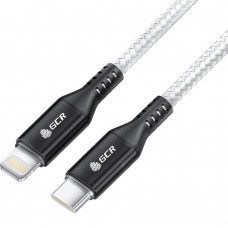 GCR Кабель 1.0m TypeCLightning MFI POWER DELIVERY 18 W, быстрая зарядка, белый нейлон, корпус черный, GCR-53188 Greenconnect Кабель 1.0 м (GCR-53188)