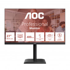 Монитор 27" AOC U27E4CV Black (4K, IPS, 3840x2160, 60Hz, 4 ms, 178°/178°, 400 cd/m, +2xHDMI 2.0, +DisplayPort 1.4,  DP Out, USB, USB-C, LAN, SPK, Pivot)