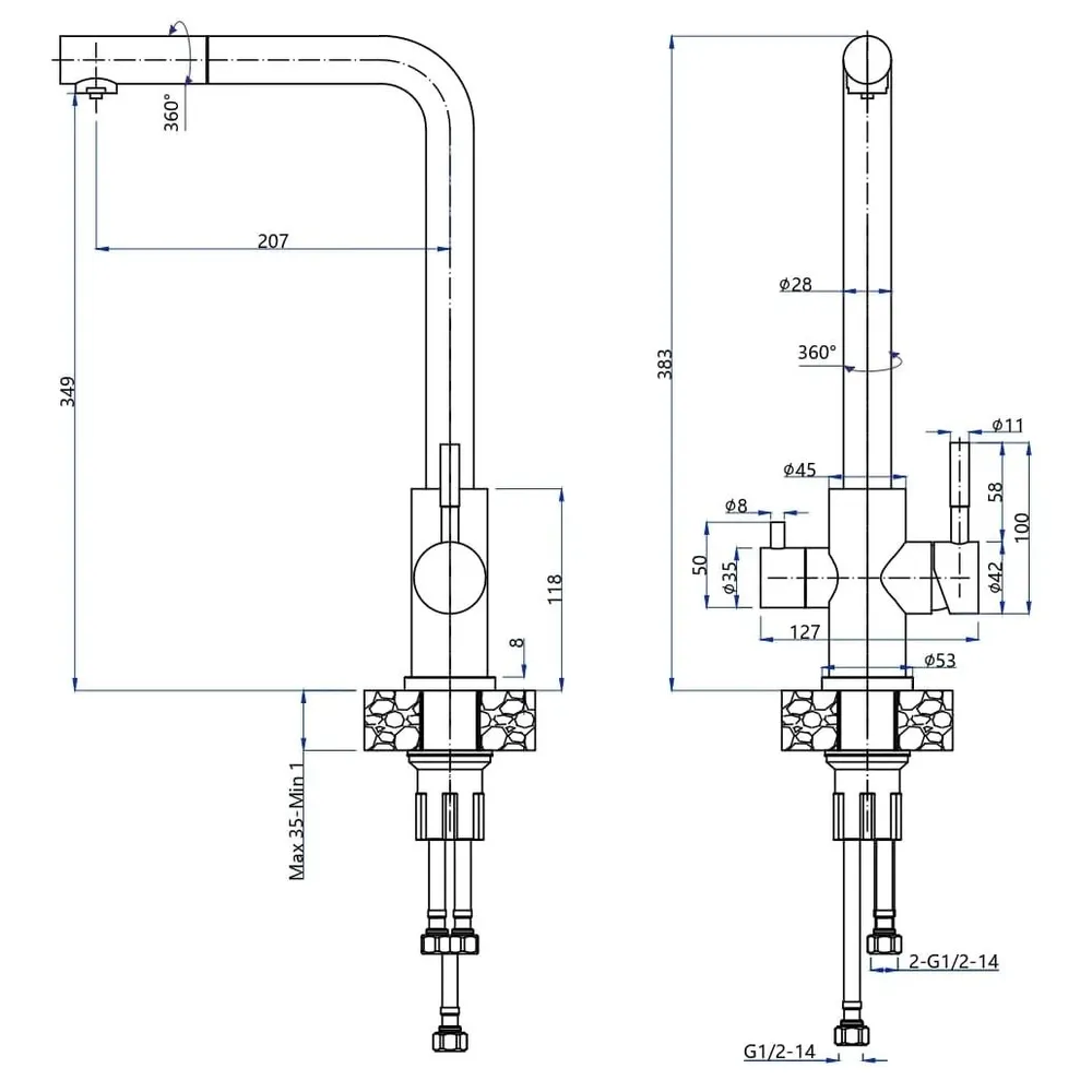 Смеситель GRANFEST graphite